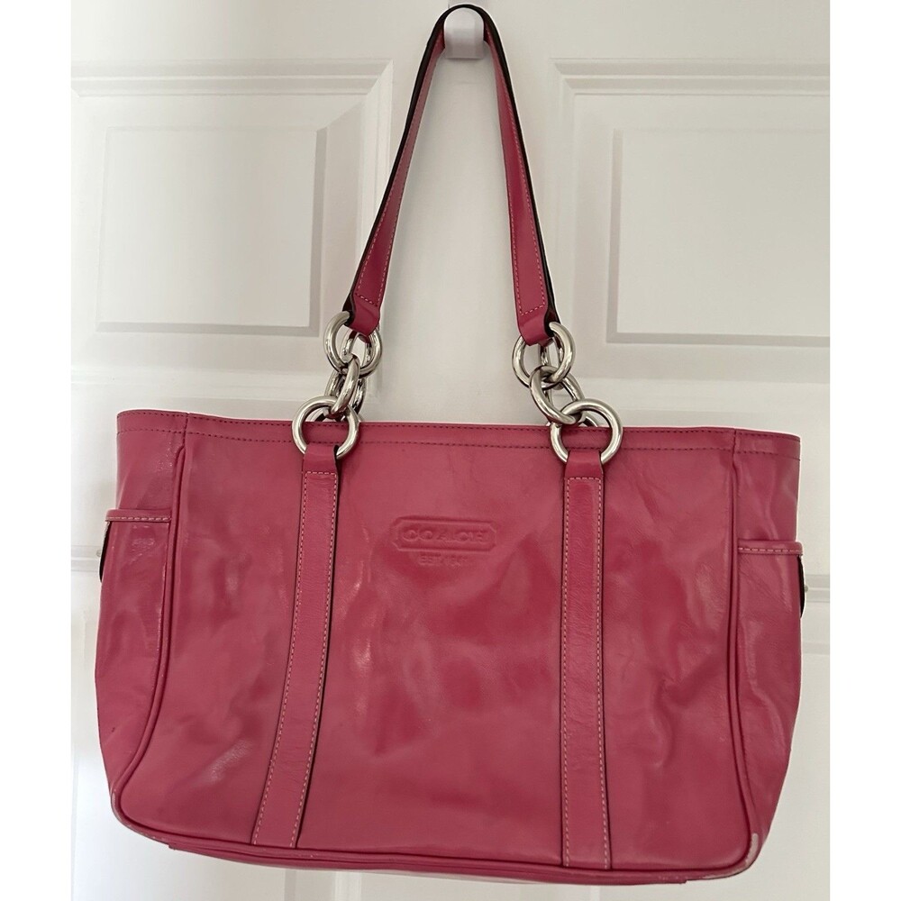 Coach Vintage East West Gallery Tote - Pink Patent Leather - Style F12839 12x8.5